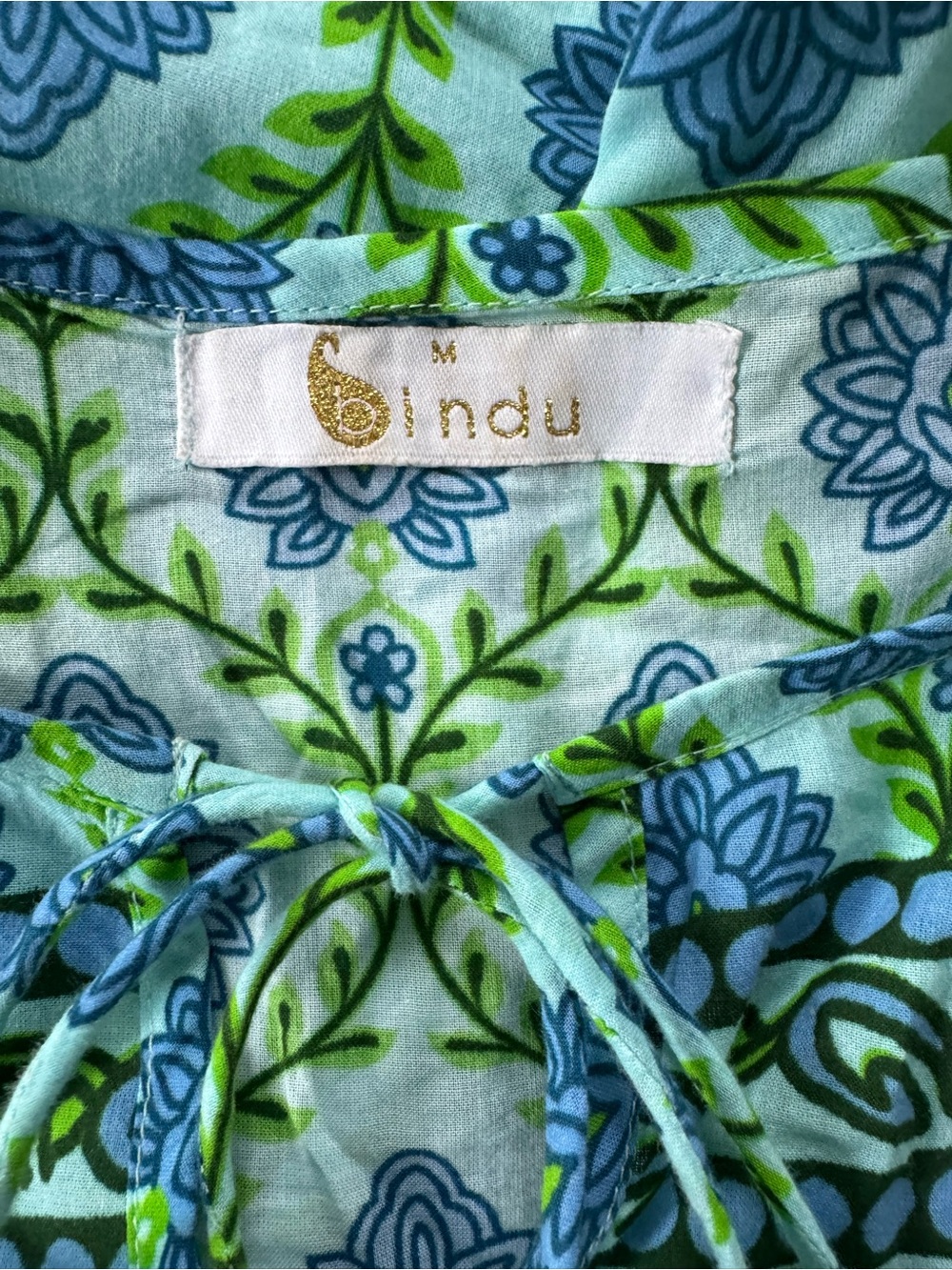 Bindu Blake Blue and Green Blocked Tassel Dress | MEDIUM - Picture 7 of 10